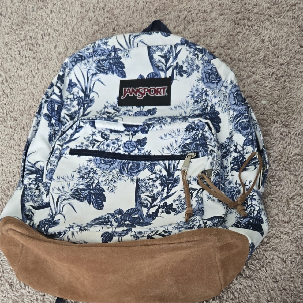 Jansport Navy and White Botanical Backpack